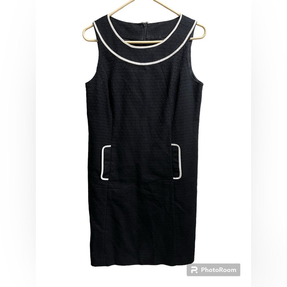 Ann Taylor Loft Black and White Sleeveless Basketweave Mini Dress SZ 6